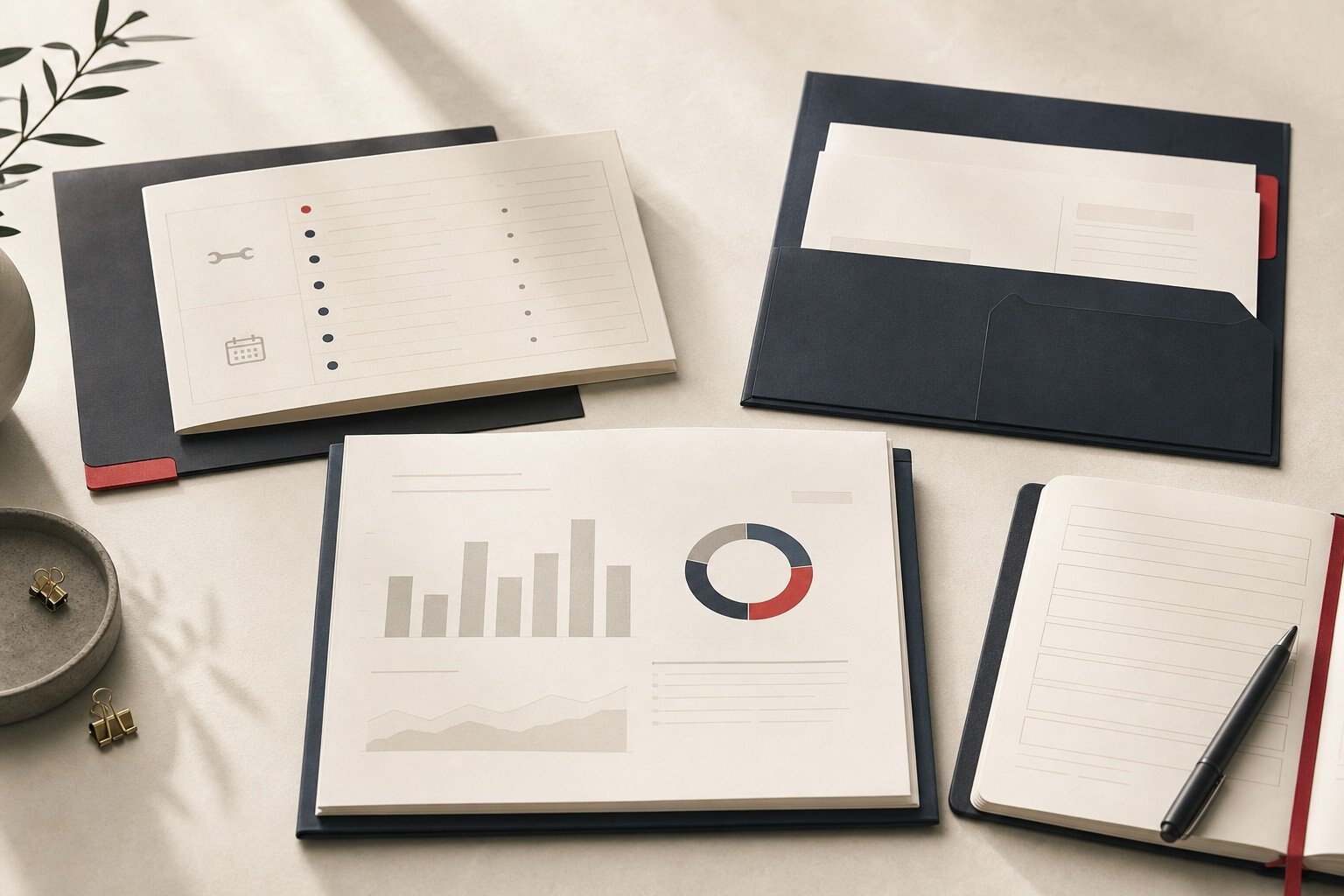 Property records and operating reports arranged to show the full scope of property management beyond rent collection and repairs.