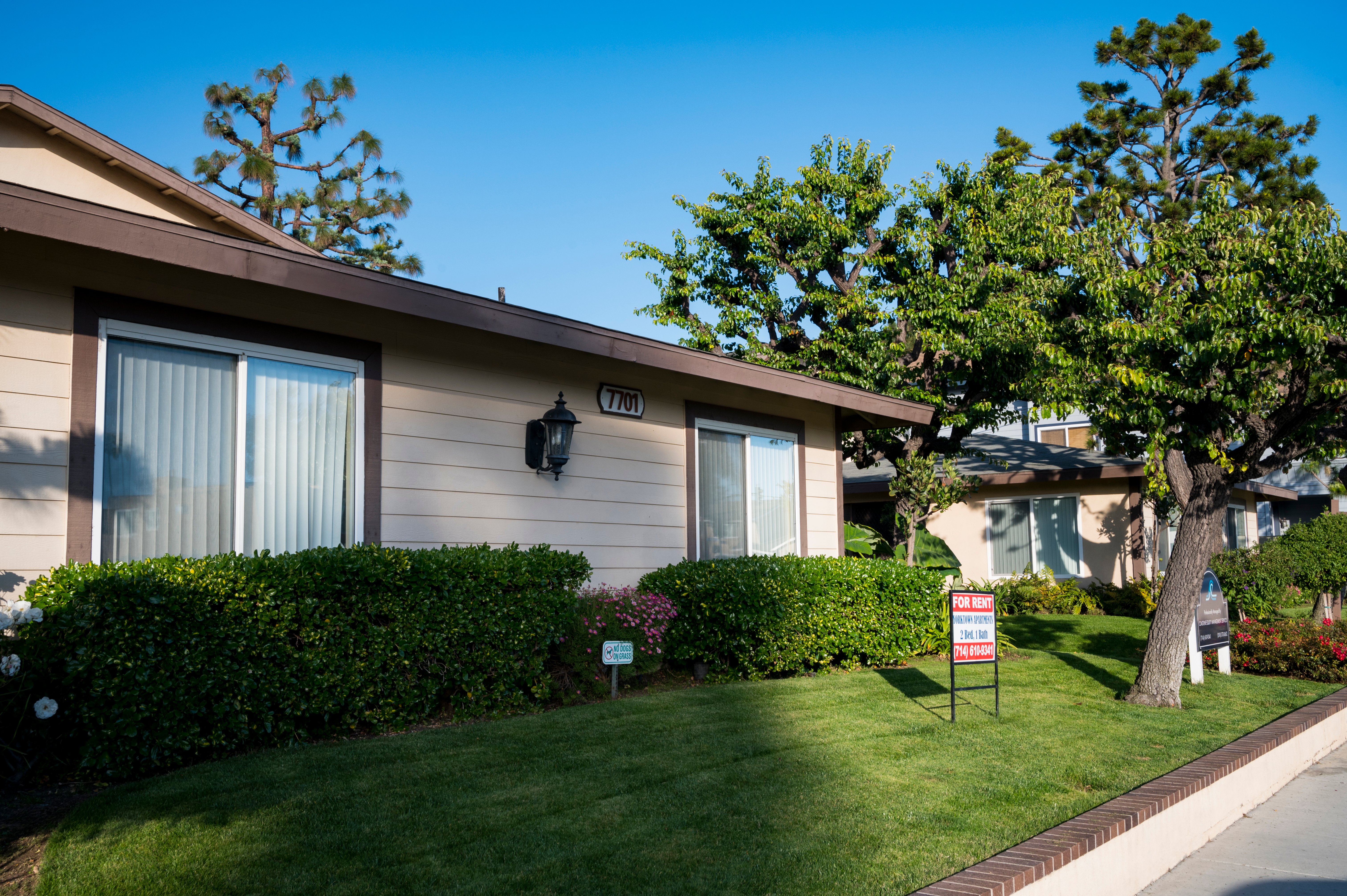 Apartment homes and landscaped grounds at Yorktown Apartments.