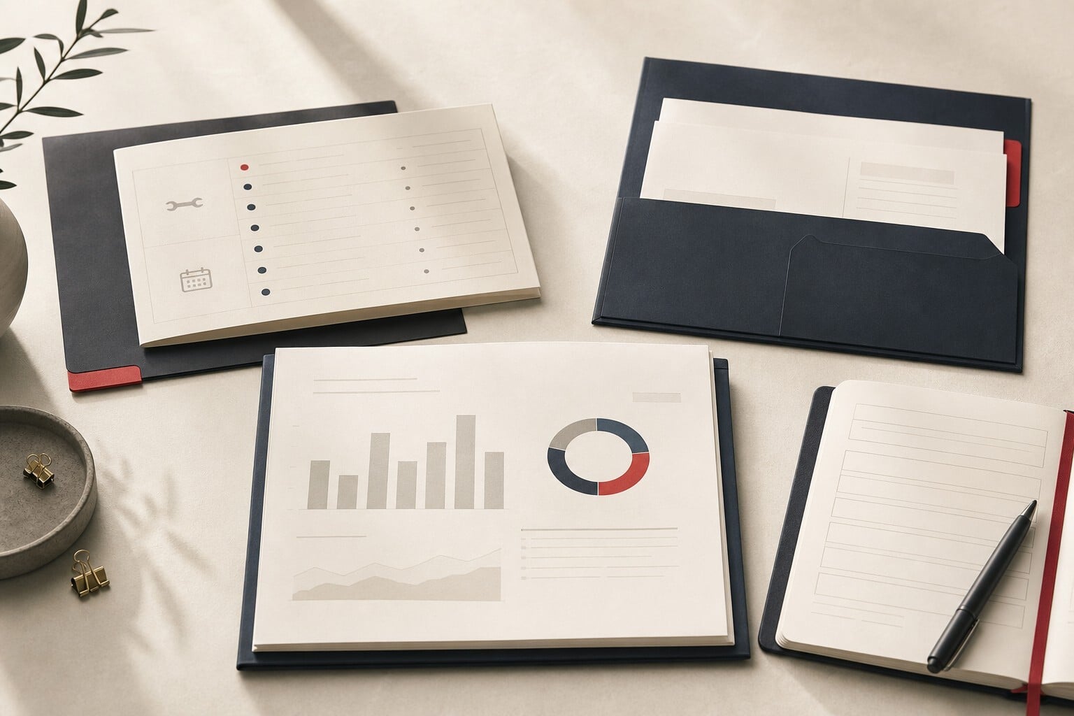 Property records and operating reports arranged to show the full scope of property management beyond rent collection and repairs.